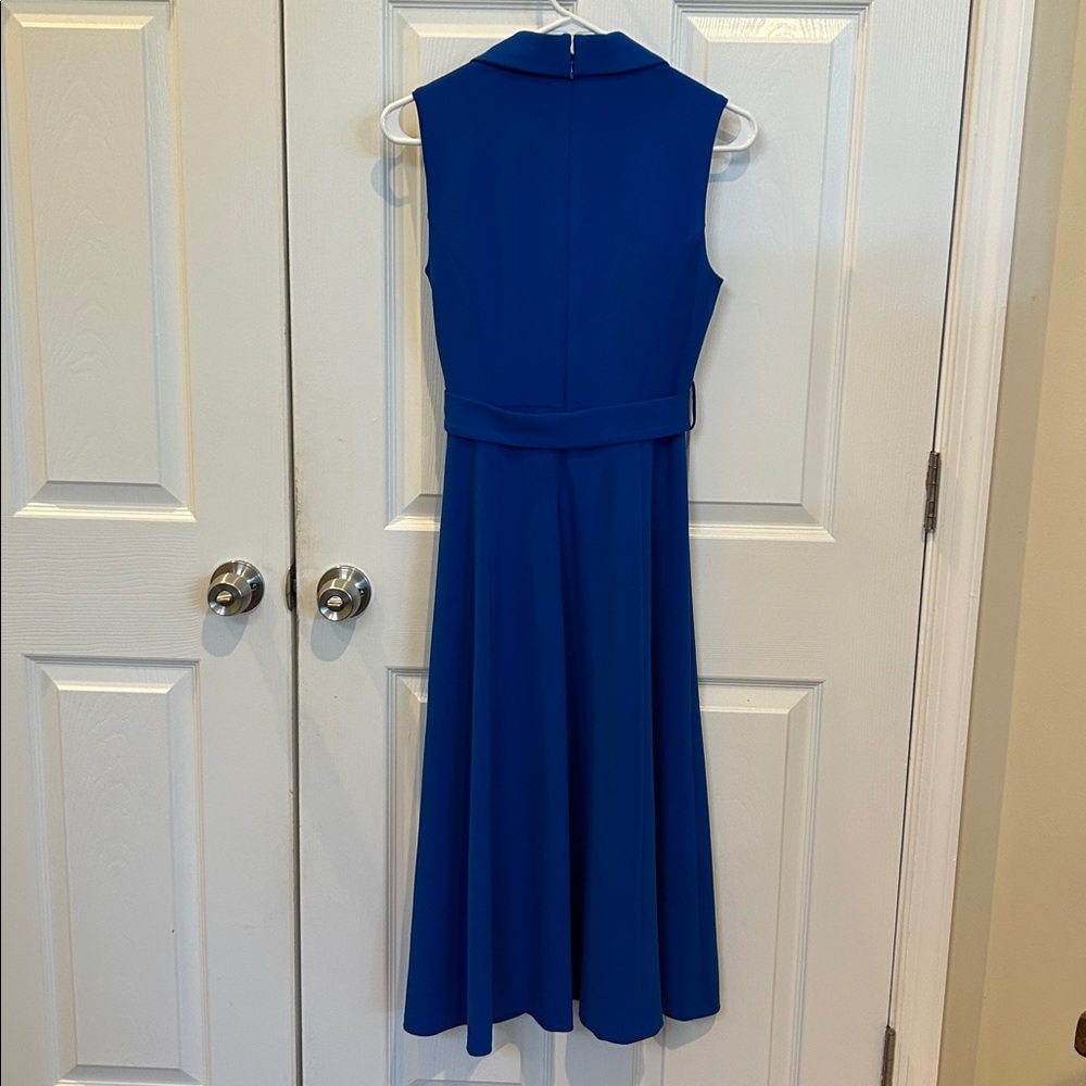 Calvin Klein Sleeveless Blue Belted Dress - Picture 2 of 3